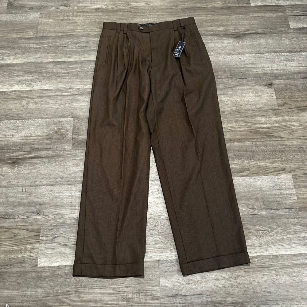 VTG Sean John Fine Tailoring Mens Wide Leg Pleated Dress Pants Brown 36x32 NWT